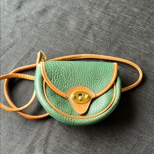 Dooney & Bourke Green and Tan Mini Bag with Gold Hardware